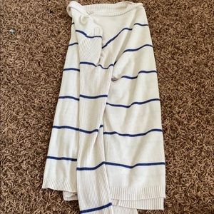 white and navy blue cardigan!